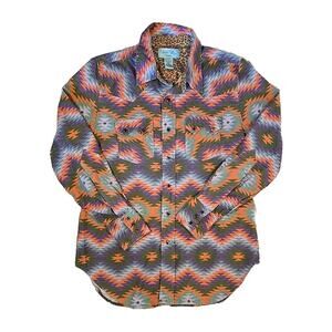TASHA POLIZZI Women's Large Southwestern Aztec Western Pearl Snap Cotton Shirt